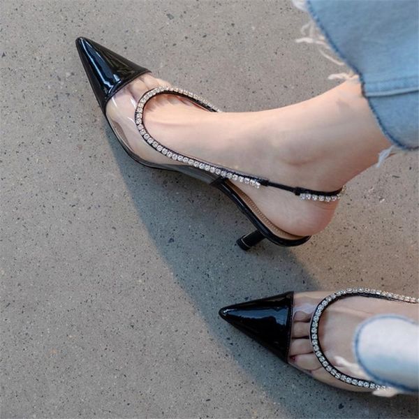 dress shoes pxelena designer genuine leather+transparent kitten high heels pumps women crystal studded party evening slingbacks, Black
dress shoes pxelena designer genuine leather+transparent kitten high heels pumps women crystal studded party evening slingbacks, Black