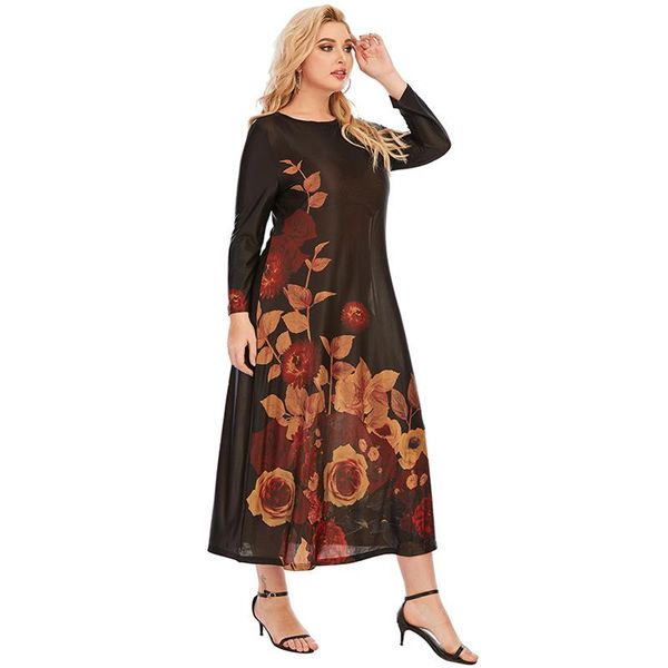 casual dresses 2021 spring summer long sleeve dress women o neck floral print loose plus size smocked maxi clothing, Black;gray
casual dresses 2021 spring summer long sleeve dress women o neck floral print loose plus size smocked maxi clothing, Black;gray