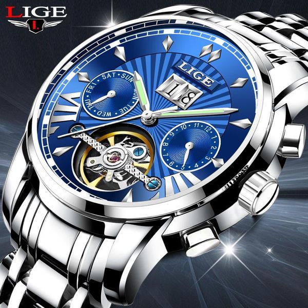 wristwatches lige men watch automatic mechanical tourbillon watches man business waterproof male wristwatch relogio masculino, Slivery;brown
wristwatches lige men watch automatic mechanical tourbillon watches man business waterproof male wristwatch relogio masculino, Slivery;brown