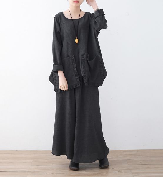 2021 autumn new women's sets pluz size short sleeve cotton shirt women solid color casual wide leg pants two pieces nr6t, Gray
2021 autumn new women's sets pluz size short sleeve cotton shirt women solid color casual wide leg pants two pieces nr6t, Gray