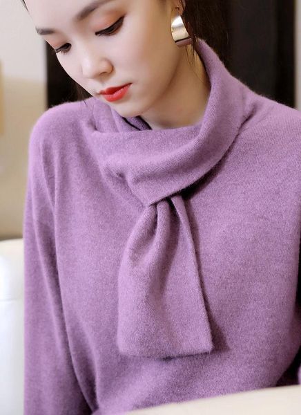 women's sweaters 2021 autumn scarf collar sweater women long-sleeve knitted pullovers, White;black
women's sweaters 2021 autumn scarf collar sweater women long-sleeve knitted pullovers, White;black