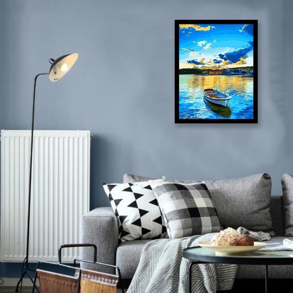 paintings paint by numbers diy acrylic painting kit for kids & adults beginner - 16 inch x 20 boat in lake (without frame) 
paintings paint by numbers diy acrylic painting kit for kids & adults beginner - 16 inch x 20 boat in lake (without frame)