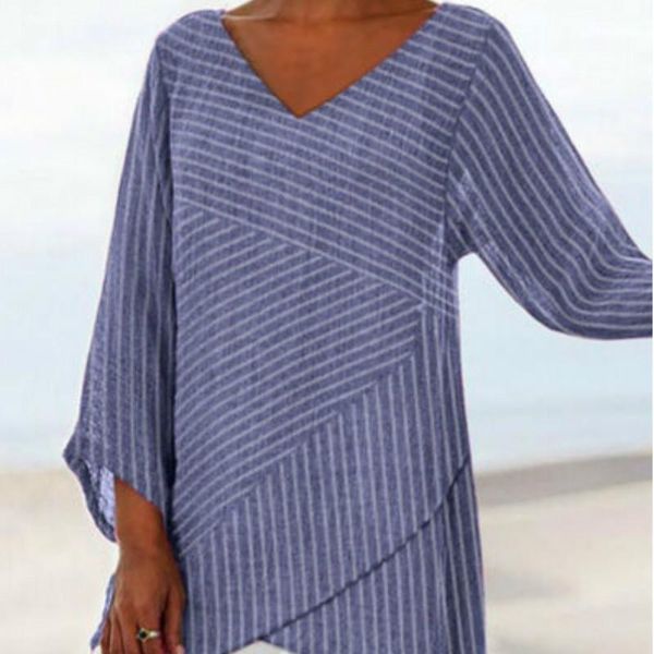women's blouses & shirts women v neck see-through stripe blouse nine quarter sleeve casual shirt ladies asymmetric 2021, White
women's blouses & shirts women v neck see-through stripe blouse nine quarter sleeve casual shirt ladies asymmetric 2021, White