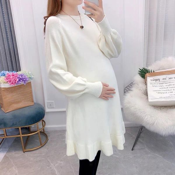 maternity dresses autumn warm knitted sweater dress elasticity long sleeve clothes for pregnant women fashion pregnancy, White
maternity dresses autumn warm knitted sweater dress elasticity long sleeve clothes for pregnant women fashion pregnancy, White