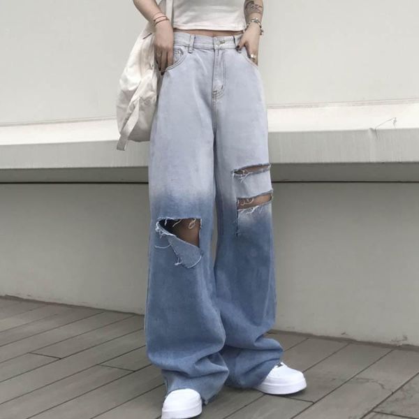 women's jeans zoki streetwear women fashion hole high waist gradient blue straight denim pants casual loose street baggy 2021
women's jeans zoki streetwear women fashion hole high waist gradient blue straight denim pants casual loose street baggy 2021