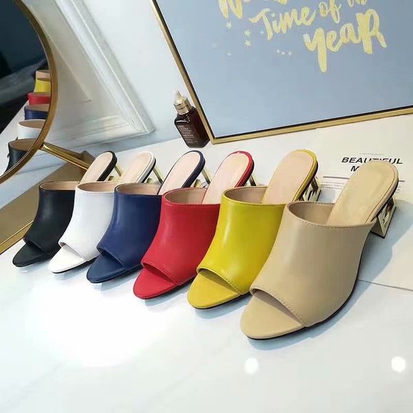 women slippers high heel sandals ladies highs heels leather scuffs sandal casual slipper stylist shoes with box, Black
women slippers high heel sandals ladies highs heels leather scuffs sandal casual slipper stylist shoes with box, Black