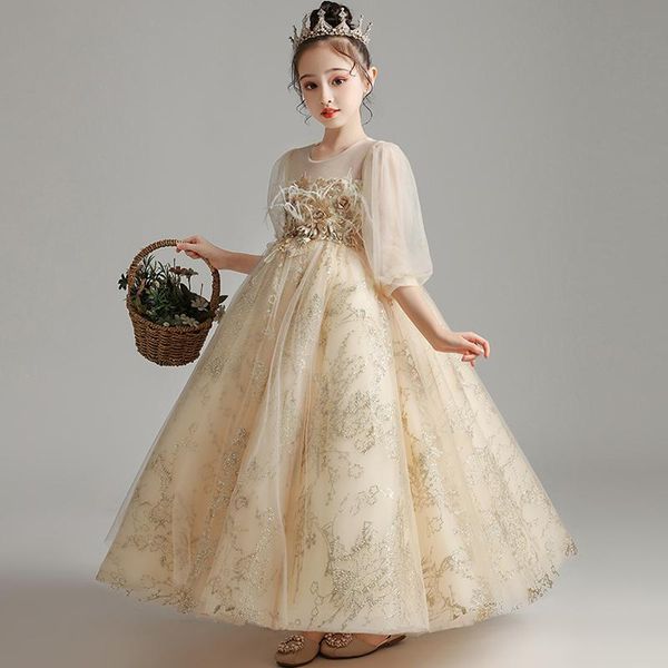 girl's dresses flower girl dress appliques embroidery sequined o-neck three quarter pearls princess floor-length tulle lace kid party g, Red;yellow
girl's dresses flower girl dress appliques embroidery sequined o-neck three quarter pearls princess floor-length tulle lace kid party g, Red;yellow