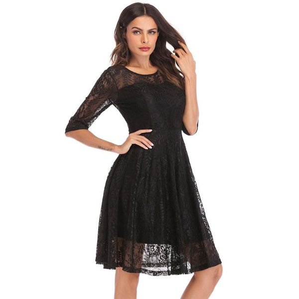 casual dresses a-line floral lace vintage dress elegant three quarter sleeve ladies frocks for women empire knee-length plus size, Black;gray
casual dresses a-line floral lace vintage dress elegant three quarter sleeve ladies frocks for women empire knee-length plus size, Black;gray