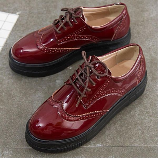 dress shoes round toe women's british style brogue glossy patent leather wedge pumps med heel court plus size 33-43 uninnova, Black
dress shoes round toe women's british style brogue glossy patent leather wedge pumps med heel court plus size 33-43 uninnova, Black