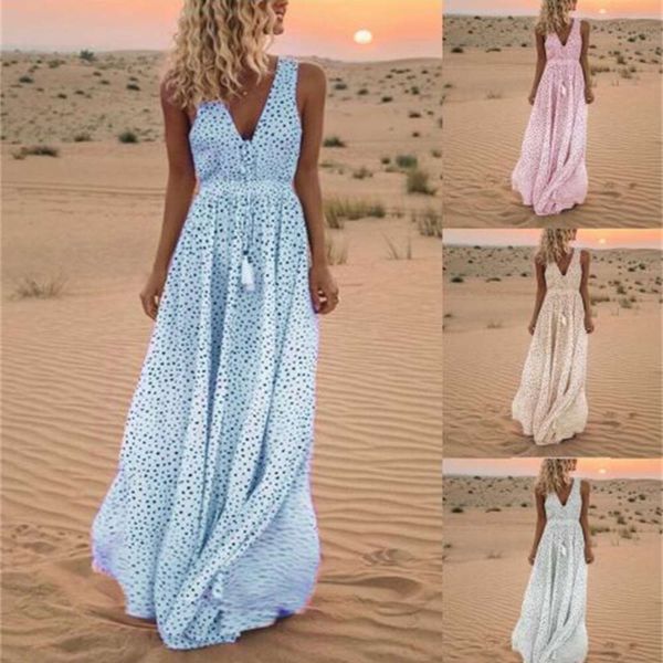 fashionable summer v-neck sleeveless dress holiday beach dot bohemian dress, Black;gray
fashionable summer v-neck sleeveless dress holiday beach dot bohemian dress, Black;gray