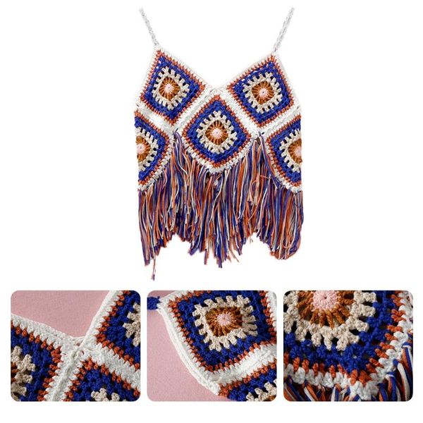 women's swimwear women crochet knit camisole multicolor plaid rhombus pattern boho crop v-neck tassel beach sleeveless vest, White;black
women's swimwear women crochet knit camisole multicolor plaid rhombus pattern boho crop v-neck tassel beach sleeveless vest, White;black