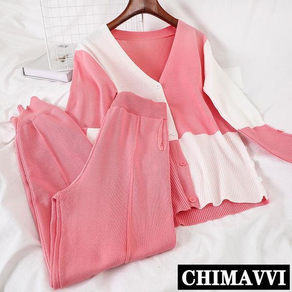 two piece dress korean-style spring contrast color v-neck single breasted cardigan sweater + skinny harem pants knitting two-piece set, White
two piece dress korean-style spring contrast color v-neck single breasted cardigan sweater + skinny harem pants knitting two-piece set, White