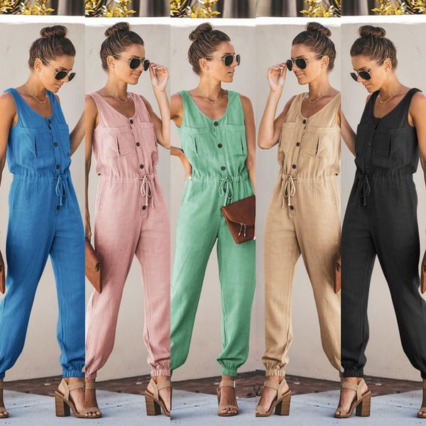 women's jumpsuits & rompers sleeveless jumpsuit women long romper summer bodysuit casual pockets buttons female playsuits overalls, Black;white
women's jumpsuits & rompers sleeveless jumpsuit women long romper summer bodysuit casual pockets buttons female playsuits overalls, Black;white