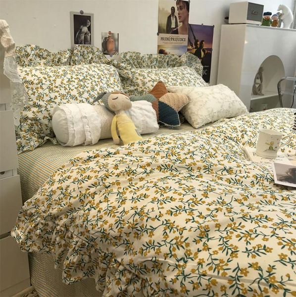elegant romantic yellow floral bedding set girl,cotton ruffled twin full home textile bed sheet pillow case duvet cover
elegant romantic yellow floral bedding set girl,cotton ruffled twin full home textile bed sheet pillow case duvet cover