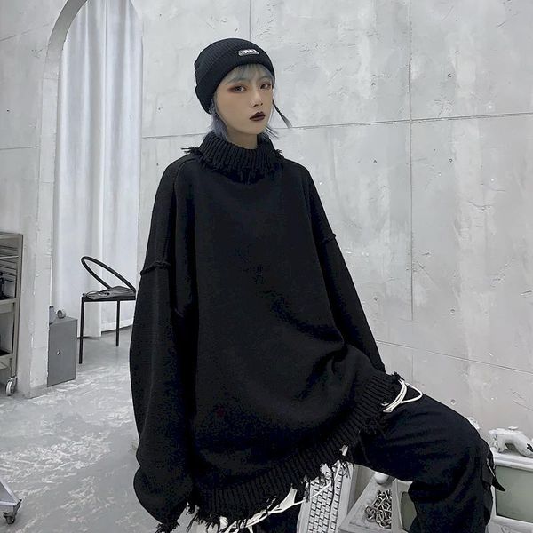 women's sweaters for men and women, ripped edges, irregular frayed sweaters, couples trend, loose half high collar autumn winter no, White;black
women's sweaters for men and women, ripped edges, irregular frayed sweaters, couples trend, loose half high collar autumn winter no, White;black