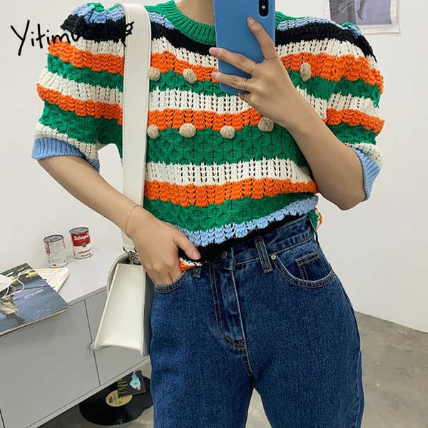 yitimuceng knited women sweaters hollow out slim short puff sleeve o-neck spring summer korean fashion orange pink 210601, White
yitimuceng knited women sweaters hollow out slim short puff sleeve o-neck spring summer korean fashion orange pink 210601, White