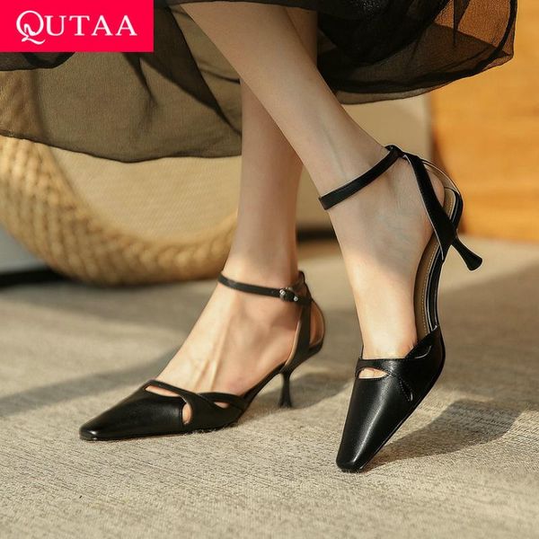 sandals qutaa 2021 pointed toe ankle strap buckle women pumps summer genuine leather thin high heel female shoes size 34-39, Black
sandals qutaa 2021 pointed toe ankle strap buckle women pumps summer genuine leather thin high heel female shoes size 34-39, Black