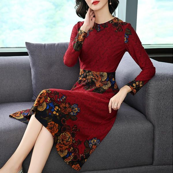 casual dresses slim fit autumn elegant ladies dress jacquard printed floral vintage long sleeve o-neck a-line midi vestidos, Black;gray
casual dresses slim fit autumn elegant ladies dress jacquard printed floral vintage long sleeve o-neck a-line midi vestidos, Black;gray