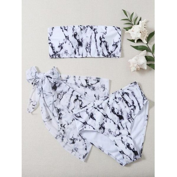 women's swimwear 3pcs women swimsuits bikini set push-up padded printing mid waist bandage apron thong beachwear 2021, White;black
women's swimwear 3pcs women swimsuits bikini set push-up padded printing mid waist bandage apron thong beachwear 2021, White;black