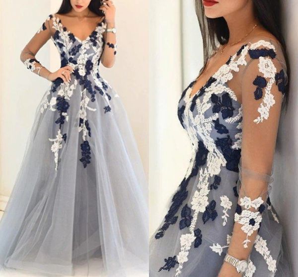 2022 dusty blue lace appliques evening prom dress v neck long sleeve floor length formal party gown birthday vestidos fiesta robe de soiree, Black
2022 dusty blue lace appliques evening prom dress v neck long sleeve floor length formal party gown birthday vestidos fiesta robe de soiree, Black