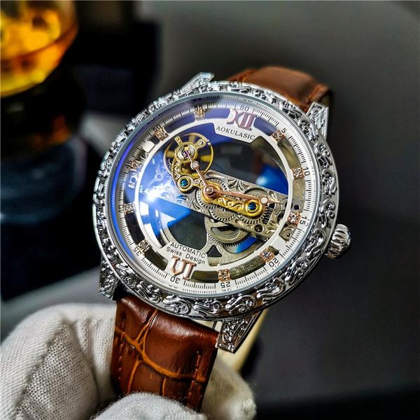 wristwatches aokulasic automatic men's mechanical watches self winding hollow skeleton watch men waterproof luminous relojes para hombr, Slivery;brown
wristwatches aokulasic automatic men's mechanical watches self winding hollow skeleton watch men waterproof luminous relojes para hombr, Slivery;brown