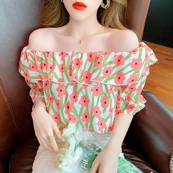 women's blouses & shirts 2021 summer design mesh short puff sleeve elastic loose one shoulder noble lady dating office shirt woman, White
women's blouses & shirts 2021 summer design mesh short puff sleeve elastic loose one shoulder noble lady dating office shirt woman, White