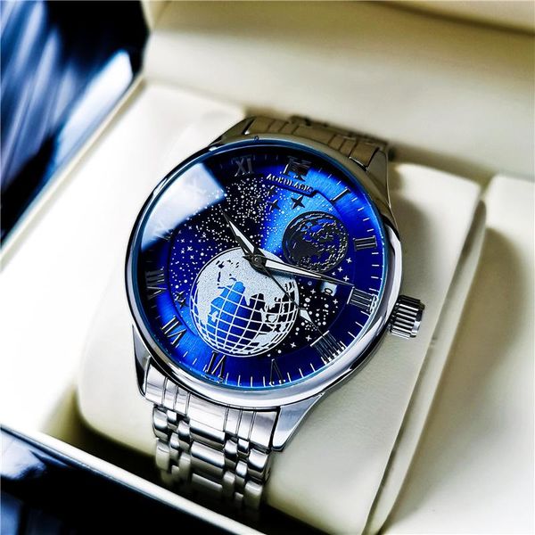 wristwatches men's business watch trend fashion moon phase stars automatic mechanical alloy case luminous wrist relogio masculino, Slivery;brown
wristwatches men's business watch trend fashion moon phase stars automatic mechanical alloy case luminous wrist relogio masculino, Slivery;brown