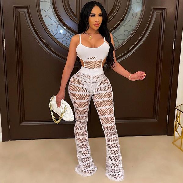 women's two piece pants women autumn solid pant suits spaghetti straps hollow out see through flare casual streetwear outfits, White
women's two piece pants women autumn solid pant suits spaghetti straps hollow out see through flare casual streetwear outfits, White