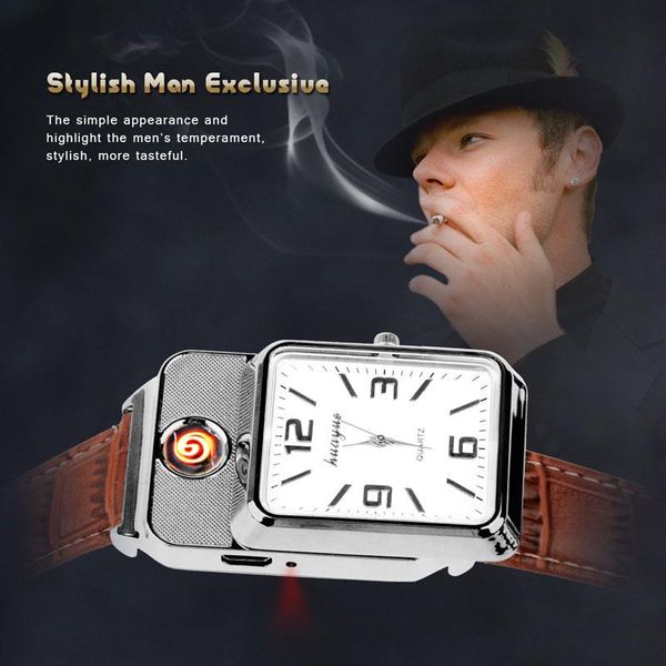 wristwatches fashion men watch usb rechargable lighter men's quartz with windproof flameless cigarette clock, Slivery;brown
wristwatches fashion men watch usb rechargable lighter men's quartz with windproof flameless cigarette clock, Slivery;brown