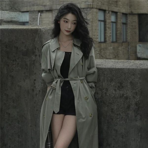 women's trench coats waist style windbreaker middle and long 2021 autumn winter military green coat, Tan;black
women's trench coats waist style windbreaker middle and long 2021 autumn winter military green coat, Tan;black