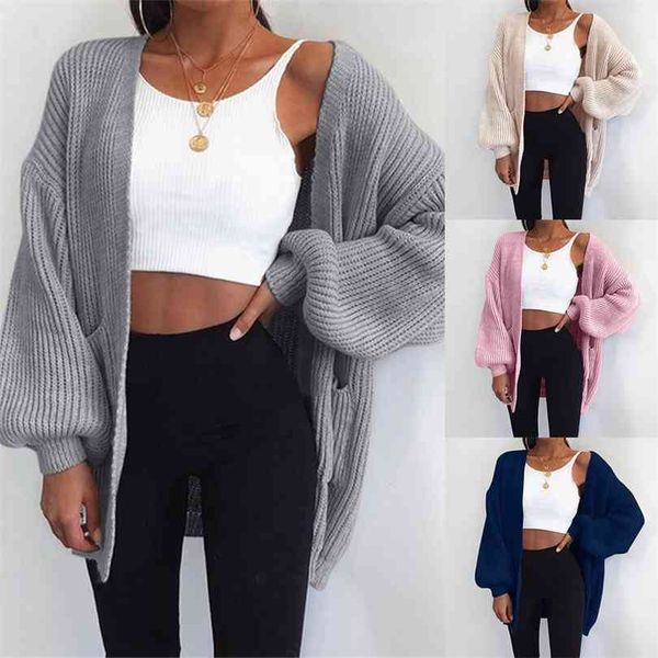 loose knitted cardigan sweater for women open stitch long sleeve autumn spring coat solid casual oversize 210922, White;black
loose knitted cardigan sweater for women open stitch long sleeve autumn spring coat solid casual oversize 210922, White;black