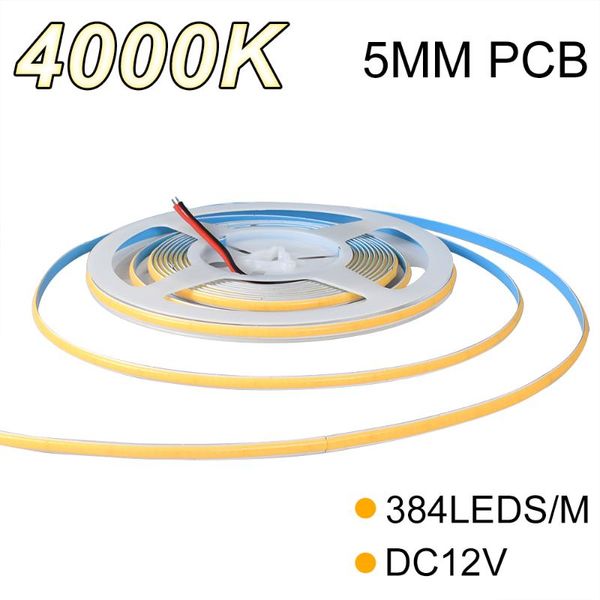 strips 5mm pcb 384leds/m dc12v 4000k warm white ip20 10w/m cob led strip non-waterproof
strips 5mm pcb 384leds/m dc12v 4000k warm white ip20 10w/m cob led strip non-waterproof