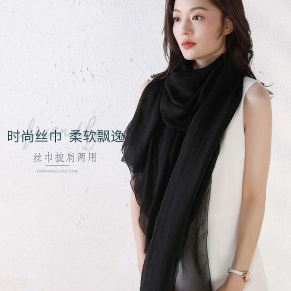 counter 2019 high-end star black wrinkled silk scarf for women in spring autumn and winter, Blue;gray
counter 2019 high-end star black wrinkled silk scarf for women in spring autumn and winter, Blue;gray