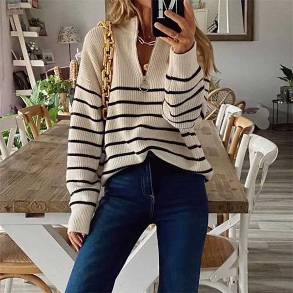 autumn winter women casual long sleeve striped patchwork jumpers ladies loose knitted sweaters fashion zip v-neck pullover 211011, White;black
autumn winter women casual long sleeve striped patchwork jumpers ladies loose knitted sweaters fashion zip v-neck pullover 211011, White;black