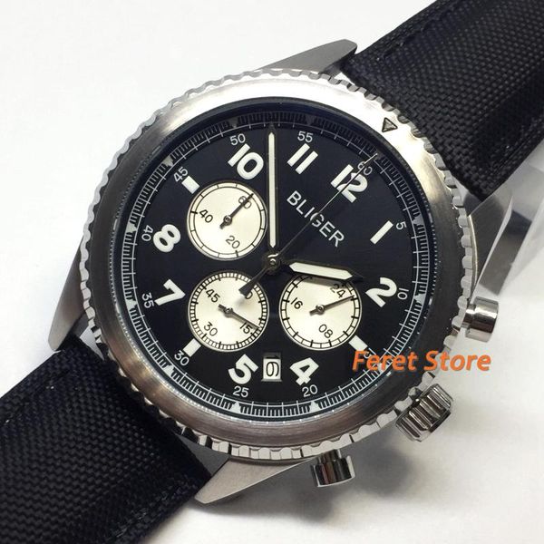 wristwatches 45mm leather strap watch silver case black dial luminous japan vk quartz movement men's chronograph, Slivery;brown
wristwatches 45mm leather strap watch silver case black dial luminous japan vk quartz movement men's chronograph, Slivery;brown