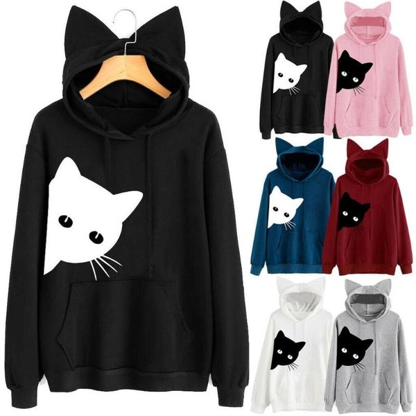 women's hoodies & sweatshirts womens cat print long sleeve hoodie sweatshirt hooded pullover blouse, Black
women's hoodies & sweatshirts womens cat print long sleeve hoodie sweatshirt hooded pullover blouse, Black