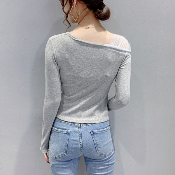 2021 new fall winter korean style short t-shirt women chic irregularity patchwork mesh ropa mujer cotton long sleeve tees t09526l p7nj, White
2021 new fall winter korean style short t-shirt women chic irregularity patchwork mesh ropa mujer cotton long sleeve tees t09526l p7nj, White