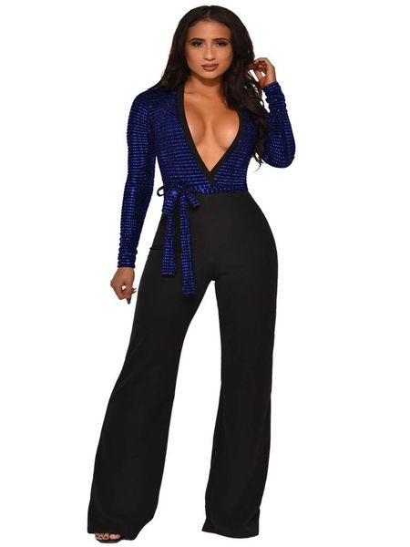 women's jumpsuits & rompers winter women spring sequined sashes v-neck full sleeve outfits club night party one piece, Black;white
women's jumpsuits & rompers winter women spring sequined sashes v-neck full sleeve outfits club night party one piece, Black;white