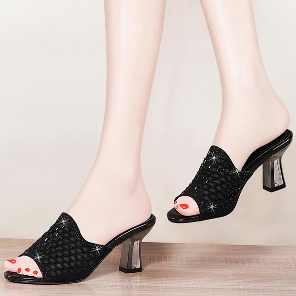 slippers summer women slipper peep toe thick heels outside flip flops shoes woman high heel slides ladies rhinestone beach uki, Black
slippers summer women slipper peep toe thick heels outside flip flops shoes woman high heel slides ladies rhinestone beach uki, Black