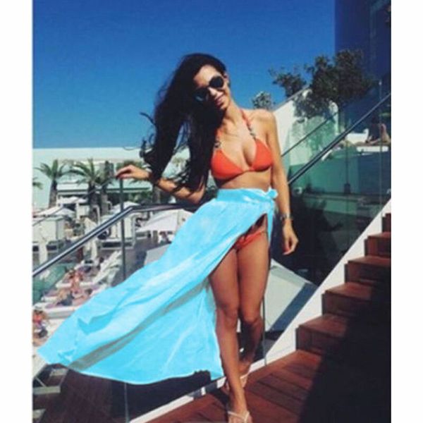 women swimwear cover up sheer beach mini wrap skirt sarong pareo long maxi skirt side split skirt solid transparent chiffon, Black
women swimwear cover up sheer beach mini wrap skirt sarong pareo long maxi skirt side split skirt solid transparent chiffon, Black