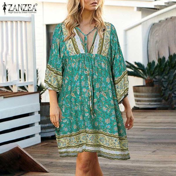casual dresses s-5xl bohemianwomen summer mini sundress zanzea v neck 3/4 sleeve floral printed dress party beach vestidos plus size, Black;gray
casual dresses s-5xl bohemianwomen summer mini sundress zanzea v neck 3/4 sleeve floral printed dress party beach vestidos plus size, Black;gray
