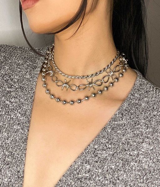 jewelry hip hop trendy cool nightclub women's exaggerated punk chain mixed with bead set necklace, Silver
jewelry hip hop trendy cool nightclub women's exaggerated punk chain mixed with bead set necklace, Silver