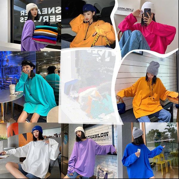 2021 autumn long sleeve t shirt women tee shirt loose solid basic t shirt women casual o neck hipster tshirt oversize, White
2021 autumn long sleeve t shirt women tee shirt loose solid basic t shirt women casual o neck hipster tshirt oversize, White