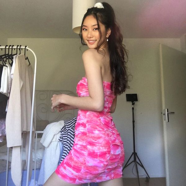 Women Strapless Tube Dress Women Sexy Tie Dye Slim Ruched Summer Bodycon Mini Dress Party Casual Elegant Fashion Dress, Black;gray
Women Strapless Tube Dress Women Sexy Tie Dye Slim Ruched Summer Bodycon Mini Dress Party Casual Elegant Fashion Dress, Black;gray