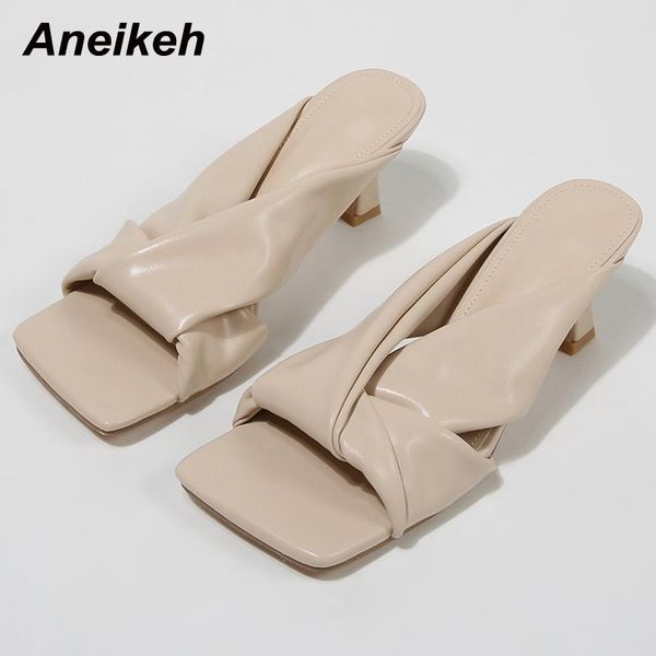 slippers aneikeh 2021 pu women summer head peep toe rome elegant thin high heel fashion pleated shallow party slides leisure, Black
slippers aneikeh 2021 pu women summer head peep toe rome elegant thin high heel fashion pleated shallow party slides leisure, Black
