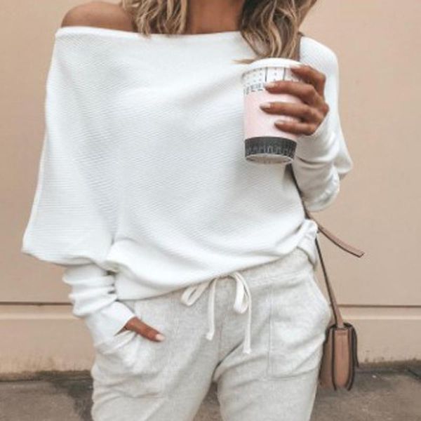 women's t-shirt women t-shirts fashion casual solid color threaded one line collar long sleeve haut ropa mujer camisetas tshirts, White
women's t-shirt women t-shirts fashion casual solid color threaded one line collar long sleeve haut ropa mujer camisetas tshirts, White
