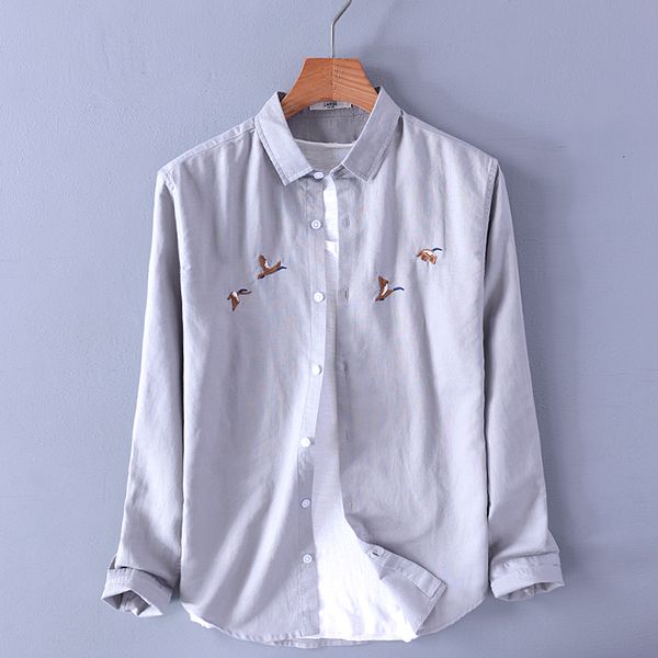2021 new design embroidery brand linen men long-sleeved casual gray shirt mens fashion shirts male overhemd camisa hsgz, White
2021 new design embroidery brand linen men long-sleeved casual gray shirt mens fashion shirts male overhemd camisa hsgz, White