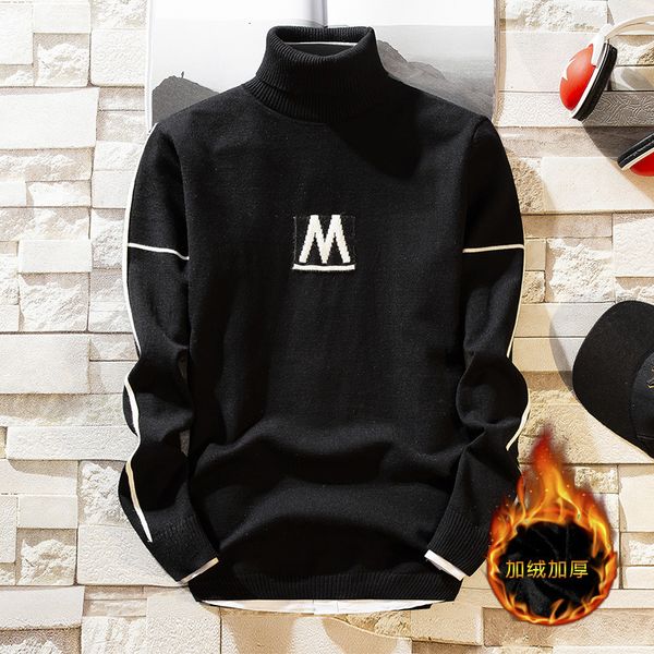 sweater knit men's wear trend warm high collar pullover plush thickened undergarment youth korean 48, White;black
sweater knit men's wear trend warm high collar pullover plush thickened undergarment youth korean 48, White;black