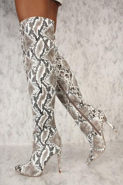 boots black white snake print thigh high fashion pointy toe thin heels shoes over the knee for women
boots black white snake print thigh high fashion pointy toe thin heels shoes over the knee for women