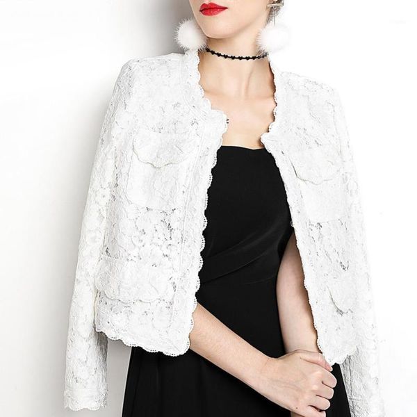 women's jackets 2021 fashion women floral lace long sleeve front open slim short cardigan suit coat for female, Black;brown
women's jackets 2021 fashion women floral lace long sleeve front open slim short cardigan suit coat for female, Black;brown